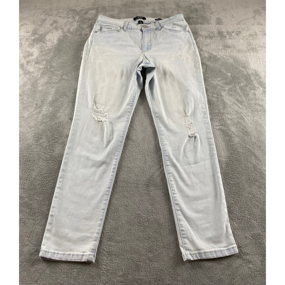 Nine West Gramercy Skinny Ankle Jeans Womens 10 Light Wash Distressed Blue Denim